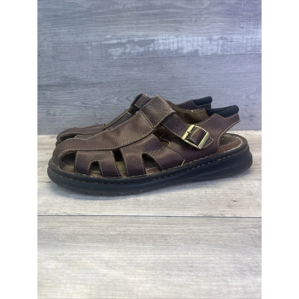 Earth Shoe Sandals Brown Leather Fisherman Sandals Strap Buckle Sz 13 Summer
